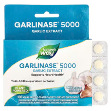 Чеснок, Garlinase 5000, Nature's Way, 320 мг, 100 веганских таблеток, покрытых кишечнорастворимой оболочкой.