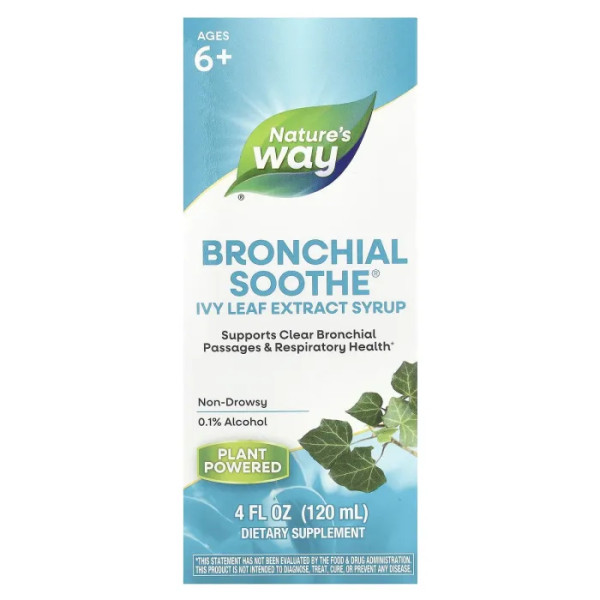 Отхаркивающее средство, Bronchial Soothe, Nature's Way, экстракт листьев плюща, 120 мл