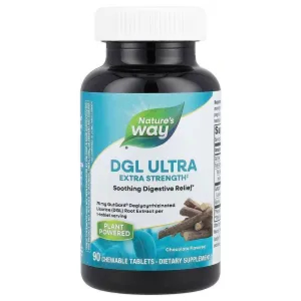 Гліциризинат солодки, DGL Ultra, Extra Strength, Nature's Way, зі смаком шоколаду, 90 жувальних таблеток