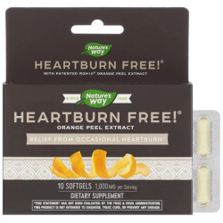 Средство от изжоги 1000 мг, Nature's Way Heartburn Freel, 10 мягких капсул
