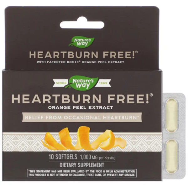 Засіб від печії, Heartburn Freel, Nature's Way, 1000 мг, 10 гелевих капсул