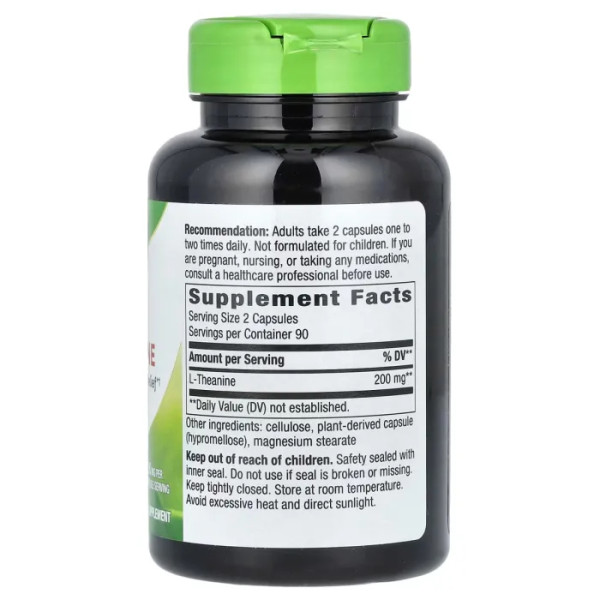 L-Теанин, L-Theanine, Nature's Way, 200 мг, 180 веганских капсул (100 мг в капсуле)