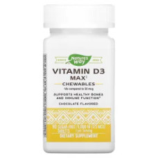 Вітамін D3 125 мкг 5000 МО, таблетки без цукру, смак шоколаду Vitamin D3 Max Nature's Way, 90 таблеток