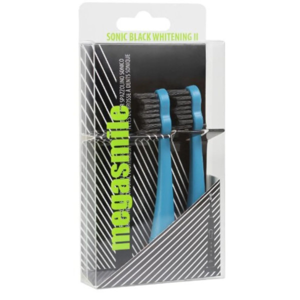 Насадка для звукової гідроактівні зубний щітки, Sonic Black Whitening ІІ, Megasmile, блакитна, 2 шт. в упаковці