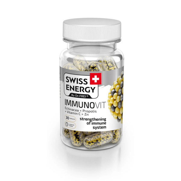 Підтримка імунітету, IMMUNOVIT Echinacea+Propolis+Vitamin C+Zn, Swiss Energy, 30 капсул