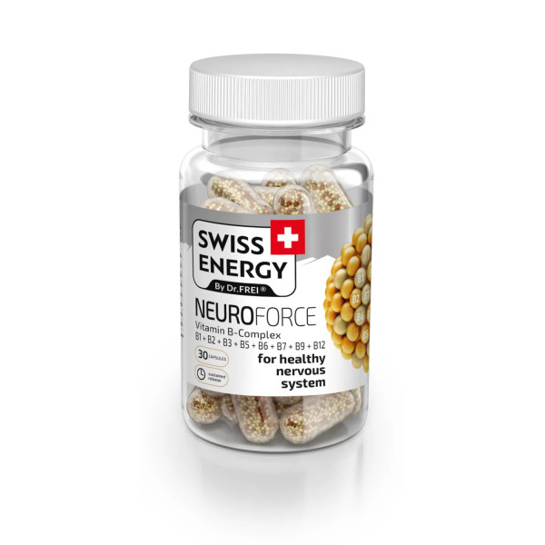 Вітаміни групи В, NEUROFORCE Vitamin B-Complex, Swiss Energy, підтримка нервової системи, 30 капсул