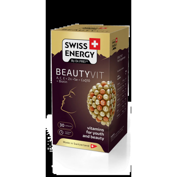 Вітаміни та мінерали для краси, BEAUTYVIT ACE+Zn+Se+CoQ10+Biotin, Swiss Energy, 30 капсул