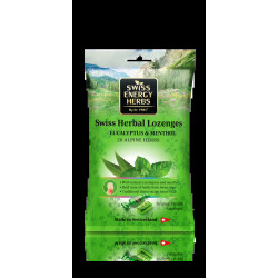 Льодяники від застуди, Herbal Lozenges Bag 20 herbs + Eucalyptus and Menthol Swiss Energy, 20 альпійських трав з ментолом та евкаліптом, 12 трав'яних льодяників (55 г)