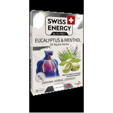 Леденцы от простуды, Herbal Lozenges Blister 20 herbs + Eucalyptus and Menthol Swiss Energy, 20 альпийских трав с ментолом и эвкалиптом, 12 травяных леденцов