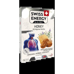 Льодяники від застуди трав'яні, Swiss Energy Herbal Lozenges Blister 20 herbs Honey, від кашлю болю в горлі та закладеності носа