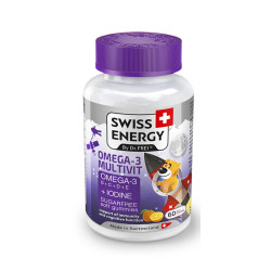 Мультивітаміни з омега-3 та йодом для дітей від 3 років, OMEGA-3 MULTIVIT kids Swiss Energy, жувальні без цукру, 60 шт