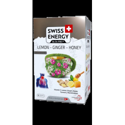 Чай от простуды, Swiss Energy Herbal tea LEMON GINGER HONEY, от кашля боли в горле и заложенности носа, альпийские травы лимон имбирь и мед, 8 пакетиков