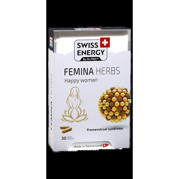 Підтримка при ПМС, FEMINA HERBS, Swiss Energy, стандартизований екстракт Вітексу, 30 веганських капсул