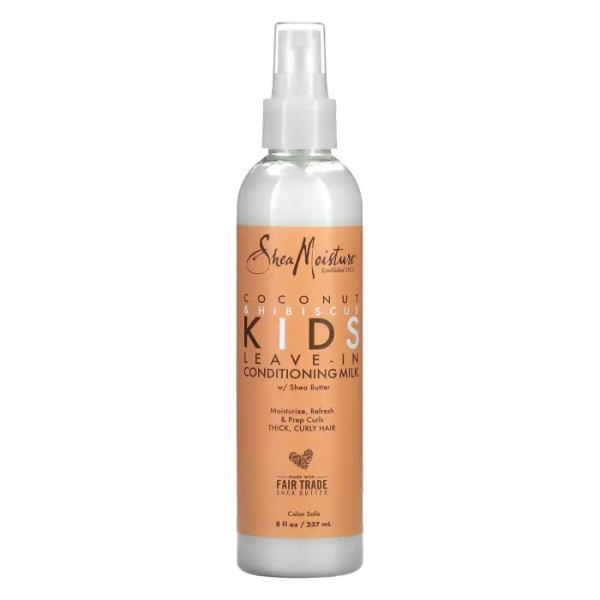 Молочко-кондиціонер для дітей, Leave-In Conditioning Milk with Shea Butter, SheaMoisture, для густого волосся, з олією ши, кокоса і гібіскуса, 237 мл