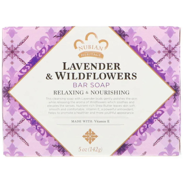 Мило з маслом ши і вітаміном Е, Soap, Nubian Heritage, лаванда і квіти, 142 гр.