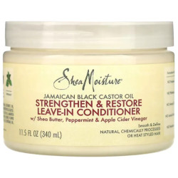 Несмываемый кондиционер для волос укрепление и восстановление, SheaMoisture Strengthen and Restore Leave In Conditioner, ямайское черное касторовое масло 340 мл