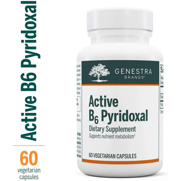 Вітамін B6 (Піридоксаль-5-фосфат), Active B6 Pyridoxal, Genestra Brands, 60 вегетаріанських капсул
