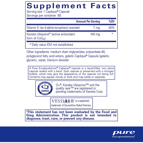 Убіхінол, Ubiquinol VESIsorb, Pure Encapsulations, 60 капсул