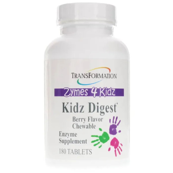Травні ферменти для дітей, Kidz Digest, Transformation Enzymes, сприяють здоровому та повноцінному травленню та виведенню, смак ягід, 180 жувальних таблеток
