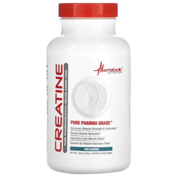 Креатин моногідрат, Creatine, Metabolic Nutrition, чистий фармацевтичний сорт, без смаку, 5000 мг, 100 гр