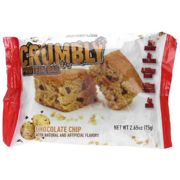 Протеїновий батончик, розсипчастий, Crumbly Protein Bar, Metabolic Nutrition, з шоколадною крихтою, 12 батончиків по 75 г у кожному