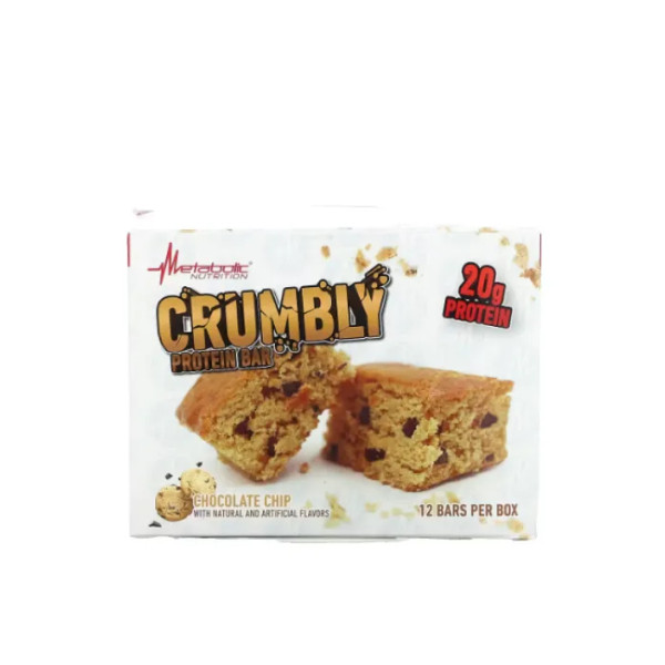 Протеїновий батончик, розсипчастий, Crumbly Protein Bar, Metabolic Nutrition, з шоколадною крихтою, 12 батончиків по 75 г у кожному