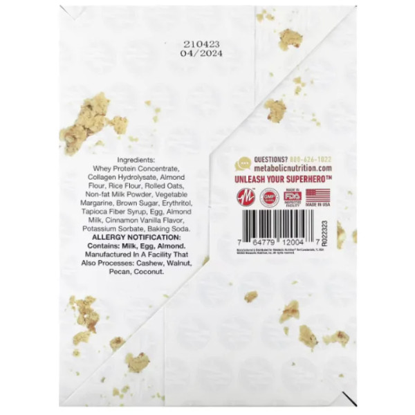 Протеїновий батончик, розсипчастий, Crumbly Protein Bar, Metabolic Nutrition, снікерс, 12 батончиків по 75 г у кожному