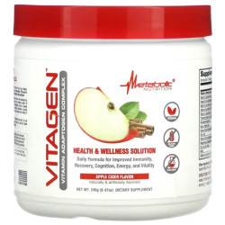 Вітаміни мінерали та адаптогени, Metabolic Nutrition VitaGen, смак яблучний сидр порошок 240 г