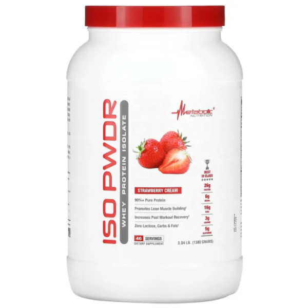 Ізолят сироваткового протеїну, ISOpwdr, Metabolic Nutrition, полуничний крем, 1380 г