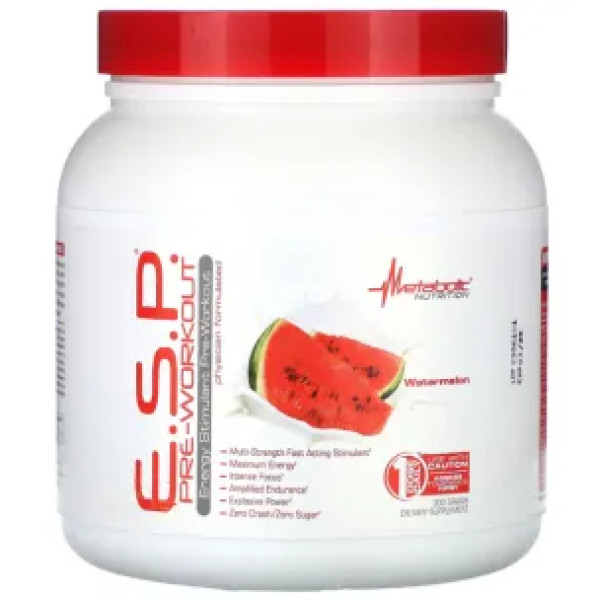 Передтренувальна формула, ESP Pre-Workout, Metabolic Nutrition, багатофункціональний швидкодіючий стимулятор, кавун, 300 г