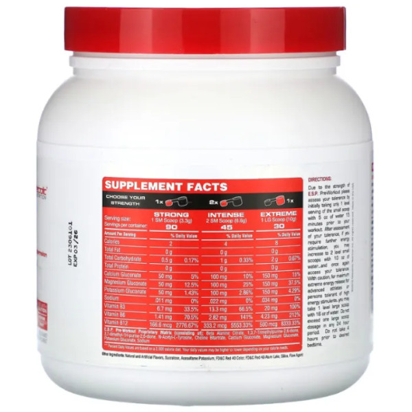 Передтренувальна формула, ESP Pre-Workout, Metabolic Nutrition, багатофункціональний швидкодіючий стимулятор, кавун, 300 г