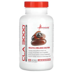 CLA 3000 конъюгированная линолевая кислота 3000 мг, Metabolic Nutrition CLA 3000, 90 гелевых капсул (1000 мг в капсуле)