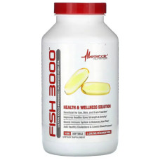 Риб'ячий жир Fish 3000 3000 мг, Metabolic Nutrition Fish 3000, 180 гелевих капсул (1000 мг у капсулі)