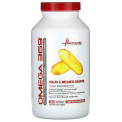 Омега 3 6 9 3600 мг, Metabolic Nutrition Omega 369, 180 желатинових капсул (1200 мг у капсулі)