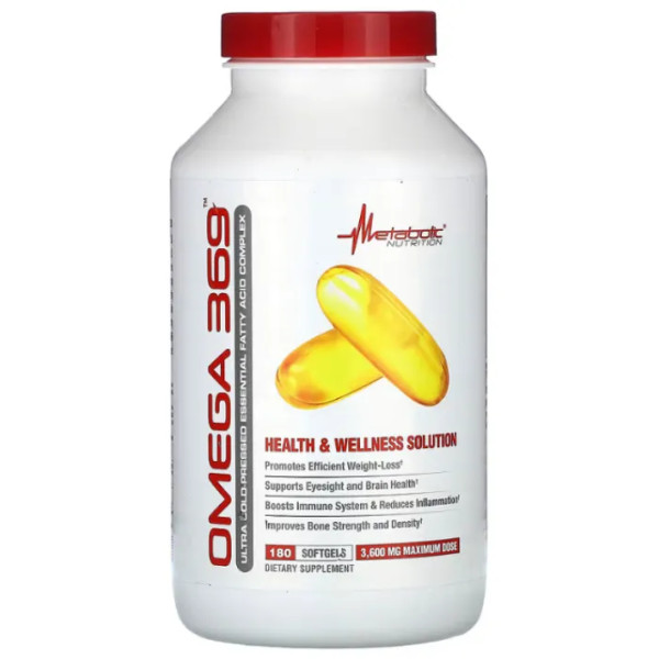 Омега 3-6-9, Omega 369, Metabolic Nutrition, 3600 мг, 180 желатинових капсул (1200 мг в одній капсулі)