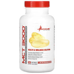 Олія MCT 3000 мг, Metabolic Nutrition MCT 3000, 90 желатинових капсул (1000 мг у капсулі)