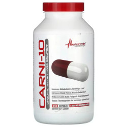 L карнитин 5000 мг, Metabolic Nutrition Carni-10, 240 капсул (625 мг в капсуле)