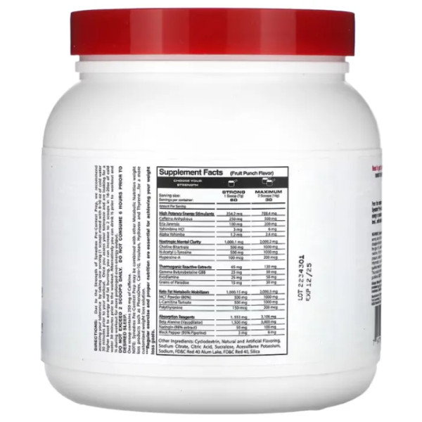 Передтренувальний комплекс, Synedrex, Metabolic Nutrition, прискорює метаболізм, сприяє нарощуванню м'язів, фруктовий пунш, порошок, 420 г