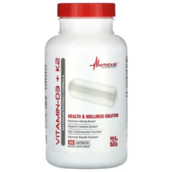 Витамин D3 и K2, Vitamin-D3+K2 Metabolic Nutrition, максимальная эффективность, 90 капсул