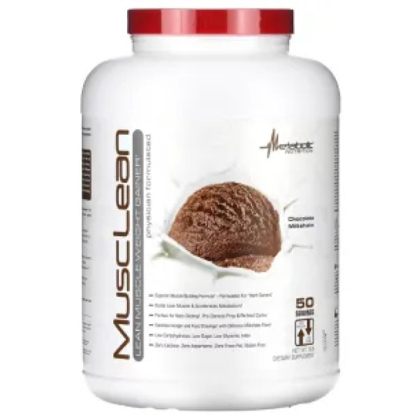 Гейнер для набору сухої м'язової маси, MuscLean, Metabolic Nutrition, шоколадний молочний коктейль, 2267 г