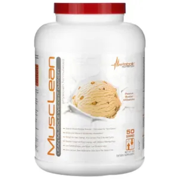 Гейнер для набору сухої м'язової маси, MuscLean, Metabolic Nutrition, молочний коктейль з арахісовим маслом, 2267 г