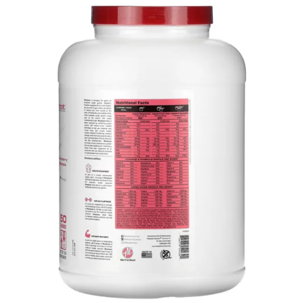 Гейнер для набору сухої м'язової маси, MuscLean, Metabolic Nutrition, молочний коктейль зі смаком полуниці, 2267 г