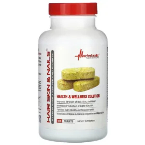 Вітаміни та мінерали для волосся, нігтів та шкіри, Hair Skin & Nails, Metabolic Nutrition, комплекс максимальної ефективності, 90 таблеток