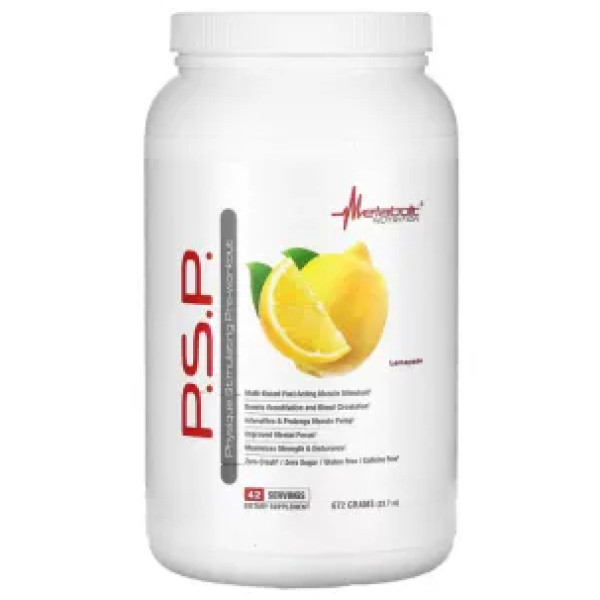 Передтренувальний комплекс, PSP Physique Stimulating Pre-Workout, Metabolic Nutrition, швидкодіючий стимулятор м'язів, лимонад, 672 г