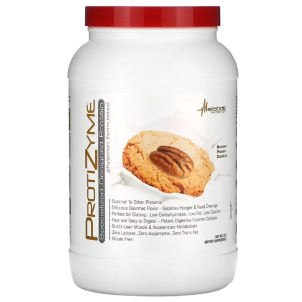 Сироватковий протеїн, спеціалізований, Protizyme, Metabolic Nutrition, нарощує м'язову масу та прискорює метаболізм, печиво з олією та горіхами пекан, 907 г