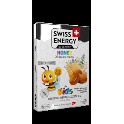 Леденцы от простуды для детей, Herbal Lozenges Blister 20 herbs + Honey for kids Swiss Energy, 20 альпийских трав с медом, 12 травяных леденцов