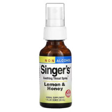 Спрей для горла успокаивающий без спирта, вкус лимон и мед, Singer's Soothing Throat Spray Herbs Etc., 30 мл