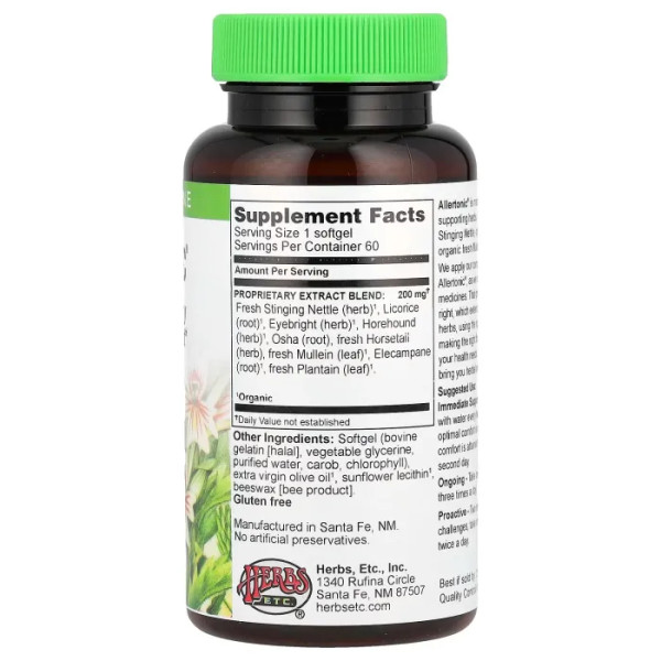 Підтримка дихальної системи при сезонній алергії, Allertonic®, Herbs Etc., 60 гелевих капсул
