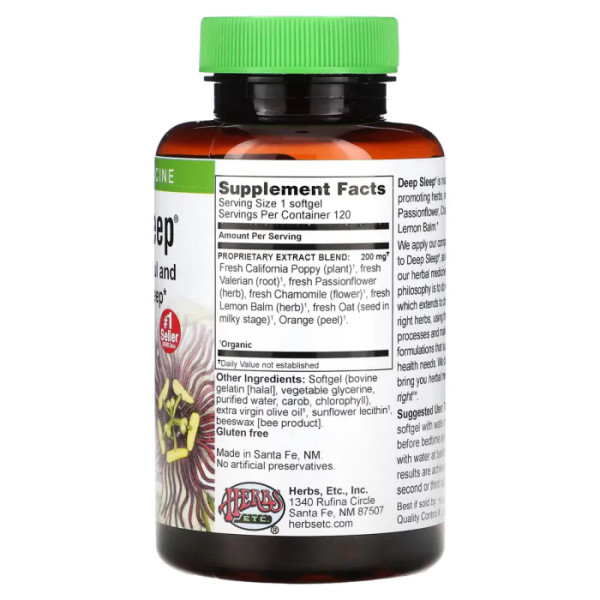 Здоровый сон, Deep Sleep, Herbs Etc., 120 капсул