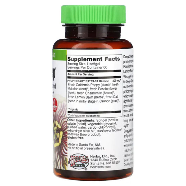 Здоровий сон, Deep Sleep, Herbs Etc., 60 капсул